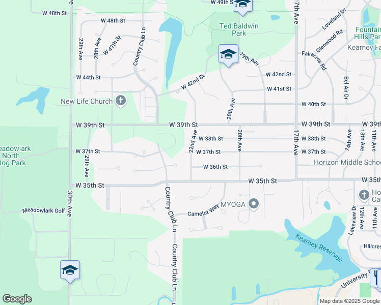 map of restaurants, bars, coffee shops, grocery stores, and more near 3606 22nd Avenue in Kearney