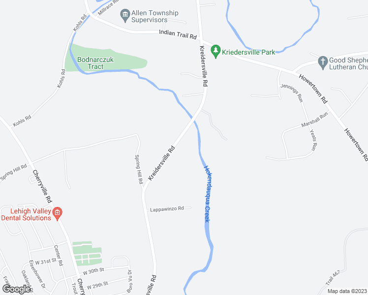 map of restaurants, bars, coffee shops, grocery stores, and more near 3202 Kreidersville Road in Northampton
