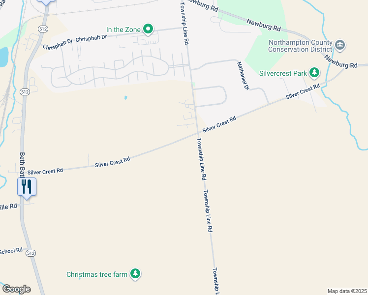 map of restaurants, bars, coffee shops, grocery stores, and more near 6970 Silver Crest Road in Nazareth