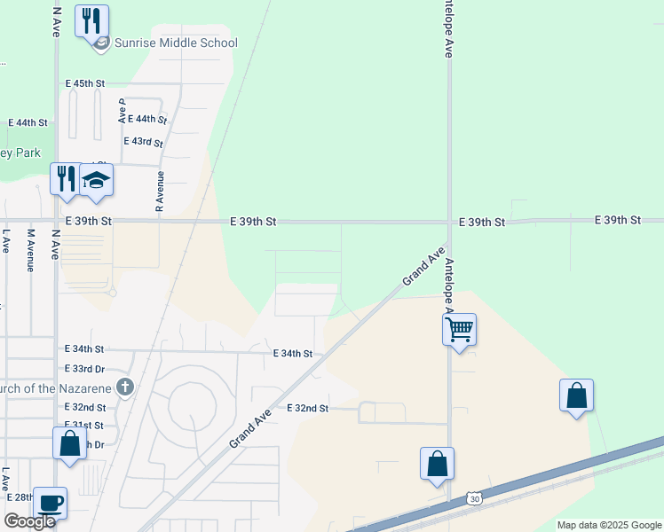 map of restaurants, bars, coffee shops, grocery stores, and more near 2306 35th Street Drive in Kearney