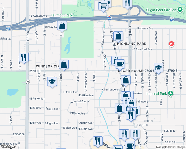 map of restaurants, bars, coffee shops, grocery stores, and more near 1110 Graystone Way in Salt Lake City