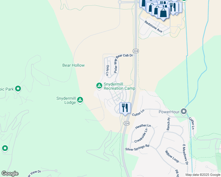 map of restaurants, bars, coffee shops, grocery stores, and more near 5461 Luge Lane in Park City