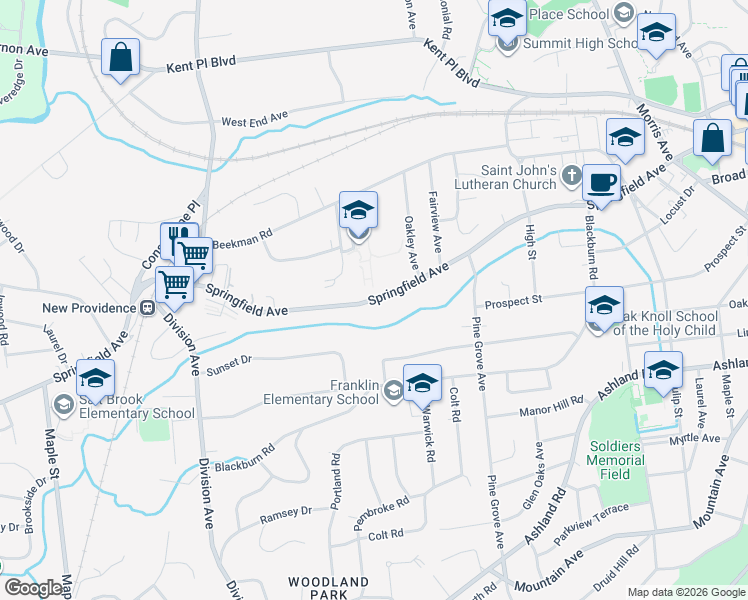 map of restaurants, bars, coffee shops, grocery stores, and more near 701 Springfield Avenue in Summit