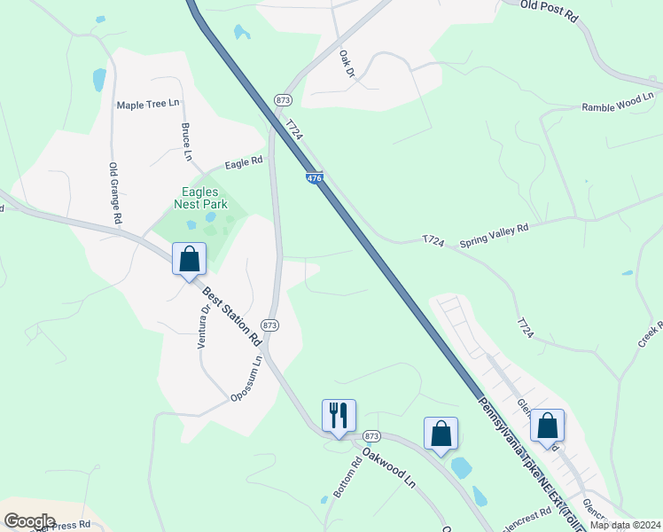 map of restaurants, bars, coffee shops, grocery stores, and more near 6465 Woodbury Drive in Slatington