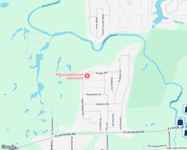 map of restaurants, bars, coffee shops, grocery stores, and more near 2950 Sands Road in Lima