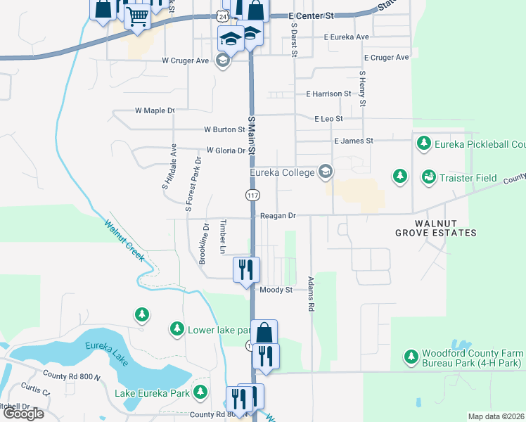 map of restaurants, bars, coffee shops, grocery stores, and more near 801-911 Highway 117 in Eureka