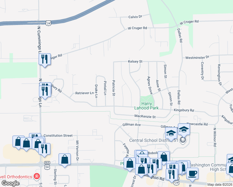 map of restaurants, bars, coffee shops, grocery stores, and more near 800 Debates Street in Washington