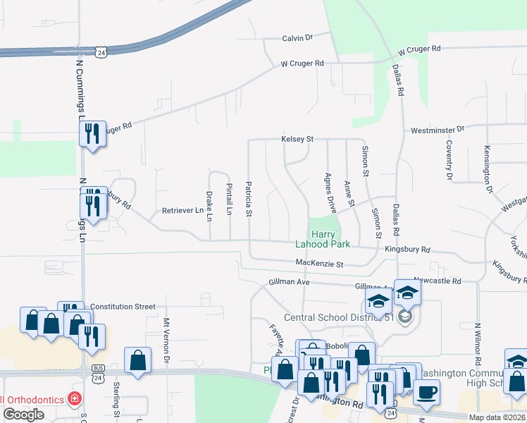 map of restaurants, bars, coffee shops, grocery stores, and more near 800 Debates Street in Washington