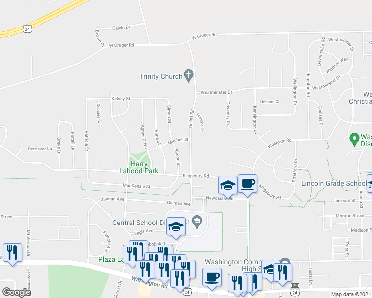 map of restaurants, bars, coffee shops, grocery stores, and more near 710 Dallas Road in Washington