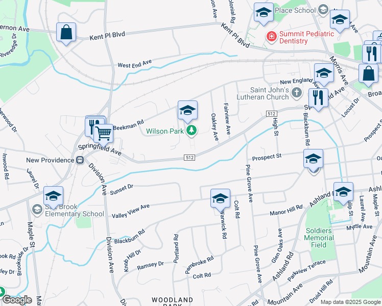 map of restaurants, bars, coffee shops, grocery stores, and more near 701 Springfield Avenue in Summit