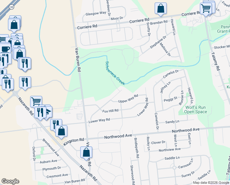 map of restaurants, bars, coffee shops, grocery stores, and more near 139 Clover Hollow Road in Easton