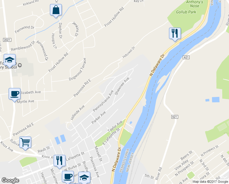 map of restaurants, bars, coffee shops, grocery stores, and more near 164 Shawnee Avenue in Easton