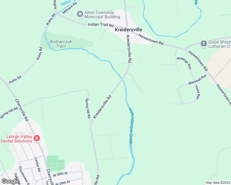 map of restaurants, bars, coffee shops, grocery stores, and more near 3468 Kreidersville Road in Northampton