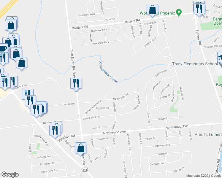 map of restaurants, bars, coffee shops, grocery stores, and more near 139 Clover Hollow Road in Easton