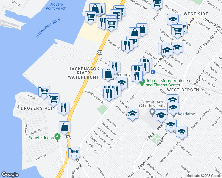 map of restaurants, bars, coffee shops, grocery stores, and more near 162 Carbon Place in Jersey City