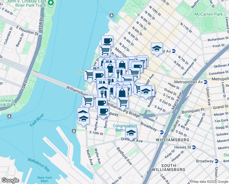 map of restaurants, bars, coffee shops, grocery stores, and more near in Brooklyn