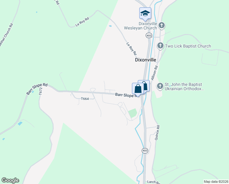 map of restaurants, bars, coffee shops, grocery stores, and more near 2211 Barr Slope Road in Dixonville