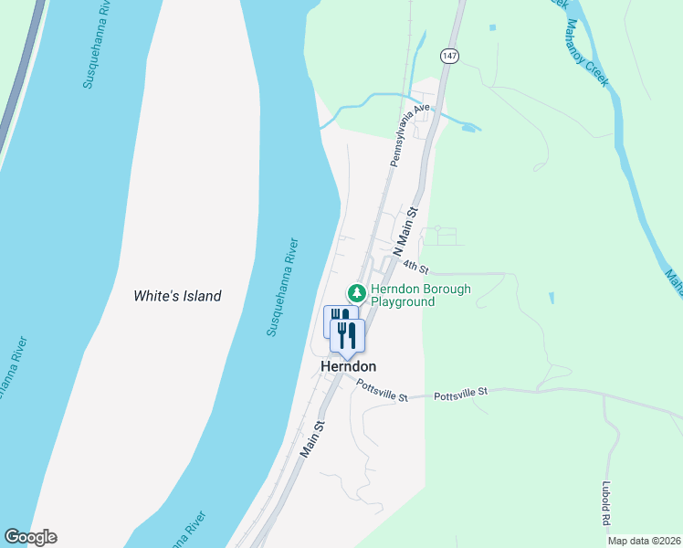 map of restaurants, bars, coffee shops, grocery stores, and more near Riverside Ave in Herndon