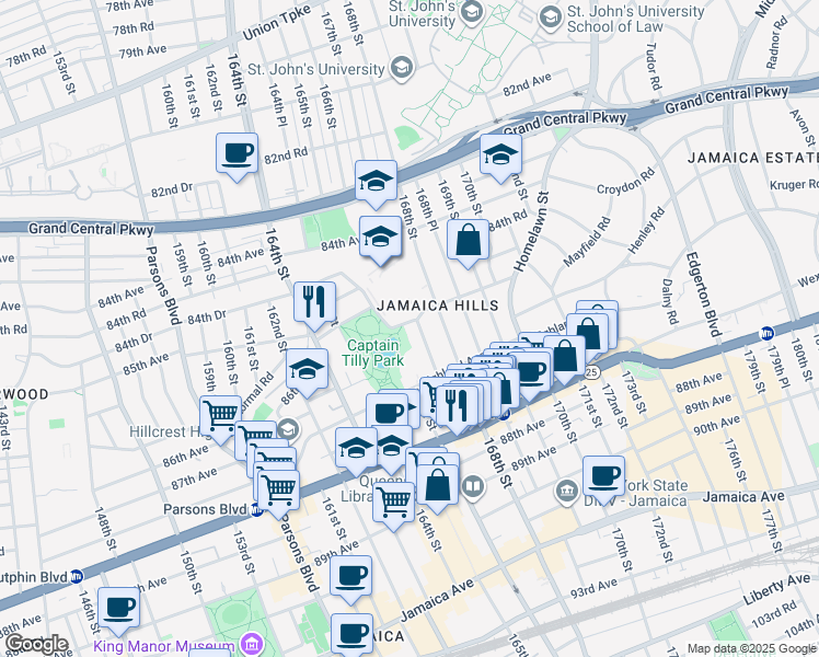 map of restaurants, bars, coffee shops, grocery stores, and more near in Queens