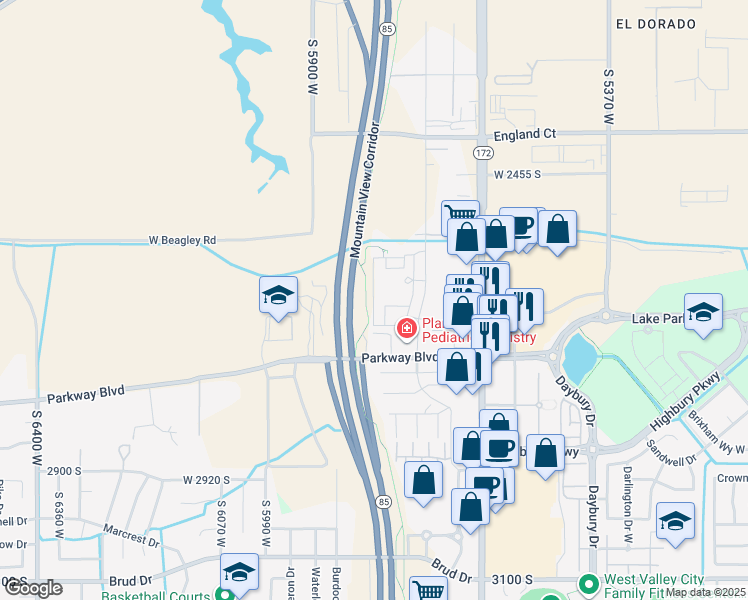 map of restaurants, bars, coffee shops, grocery stores, and more near 2631 South Sandbar Street in West Valley City