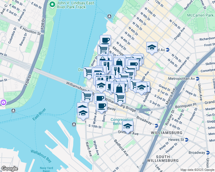 map of restaurants, bars, coffee shops, grocery stores, and more near in Brooklyn