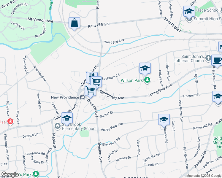 map of restaurants, bars, coffee shops, grocery stores, and more near 767 Springfield Avenue in Summit