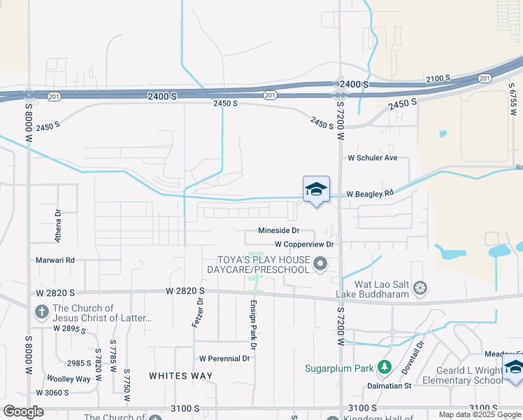 map of restaurants, bars, coffee shops, grocery stores, and more near 2611 South Lesseps Lane in Magna