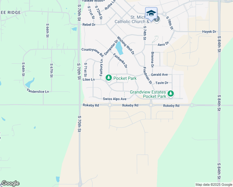 map of restaurants, bars, coffee shops, grocery stores, and more near 7301 Lilee Lane in Lincoln