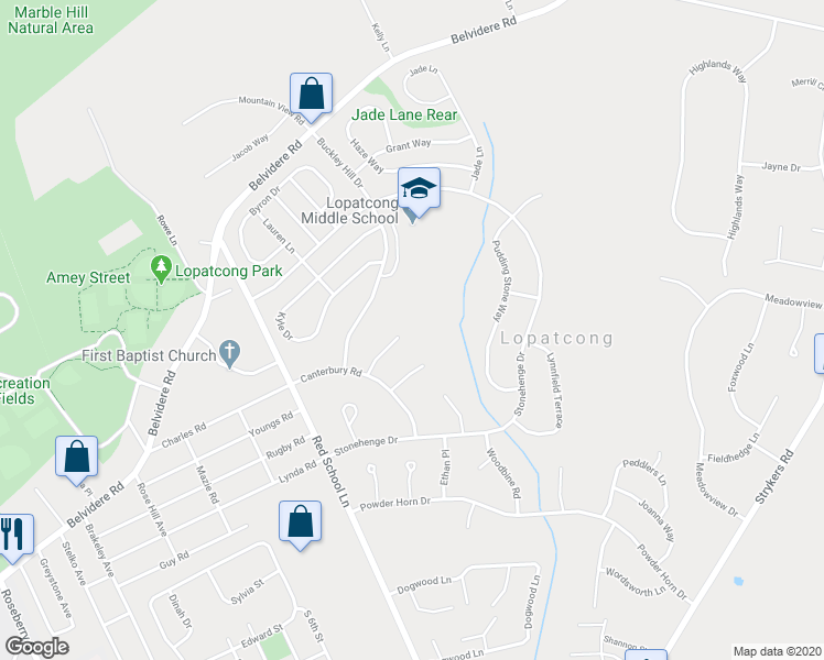 map of restaurants, bars, coffee shops, grocery stores, and more near 40 Bradford Court in Phillipsburg