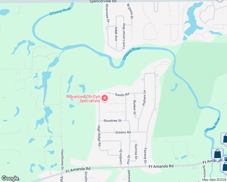 map of restaurants, bars, coffee shops, grocery stores, and more near 2950 Sands Road in Lima