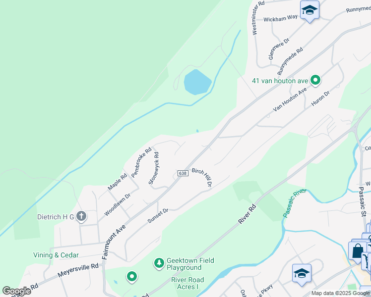 map of restaurants, bars, coffee shops, grocery stores, and more near 7 Karlin Drive in Chatham Township