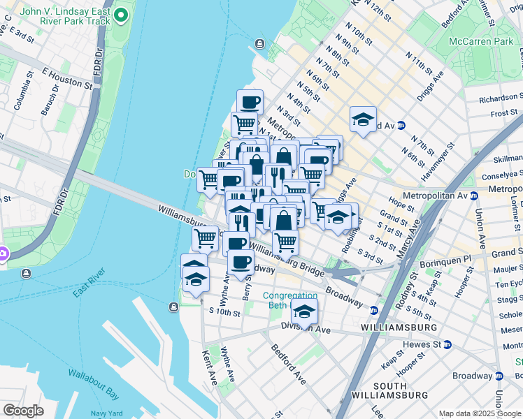 map of restaurants, bars, coffee shops, grocery stores, and more near in Brooklyn
