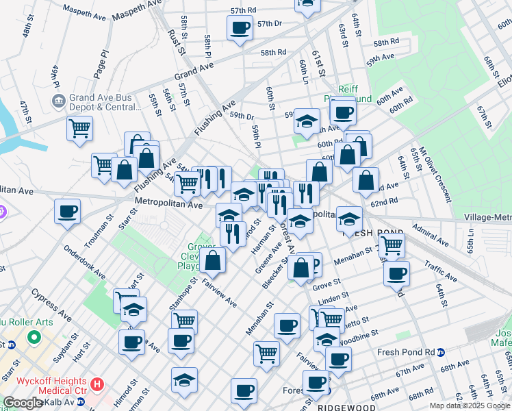 55 37 Metropolitan Avenue New York Ny Walk Score Map Of Restaurants Bars Coffee S Grocery Ore Near 55