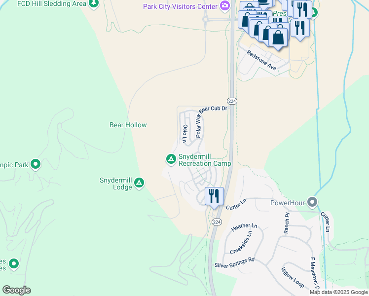 map of restaurants, bars, coffee shops, grocery stores, and more near 5569 Oslo Lane in Park City