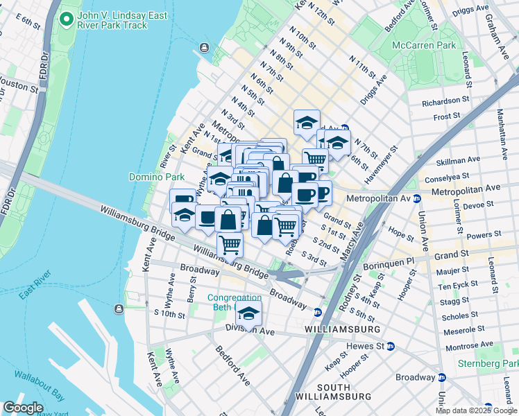 map of restaurants, bars, coffee shops, grocery stores, and more near in Brooklyn