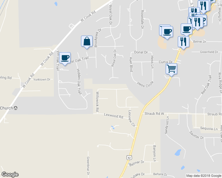 map of restaurants, bars, coffee shops, grocery stores, and more near 1125 Timbercliff Drive in Mansfield