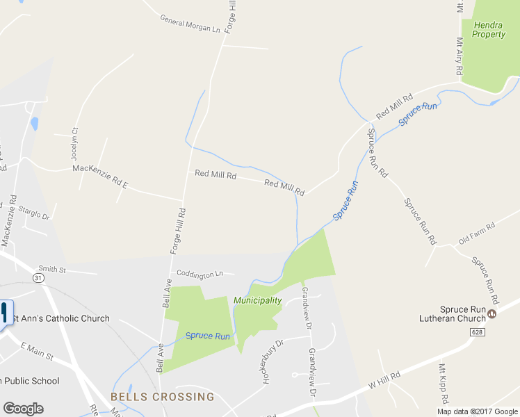 map of restaurants, bars, coffee shops, grocery stores, and more near 129 Red Mill Road in Glen Gardner
