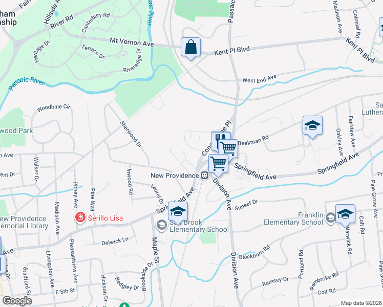 map of restaurants, bars, coffee shops, grocery stores, and more near 851 Springfield Avenue in Summit