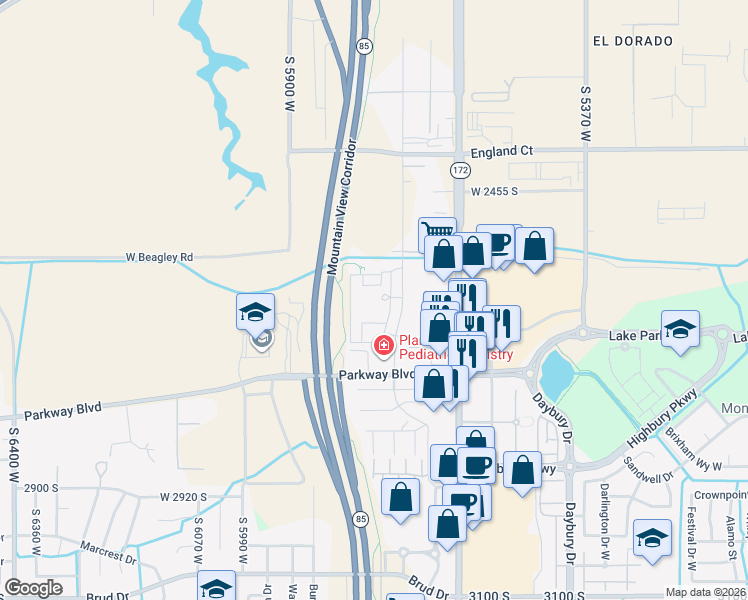 map of restaurants, bars, coffee shops, grocery stores, and more near 2606 S Anna Caroline Drive in West Valley City