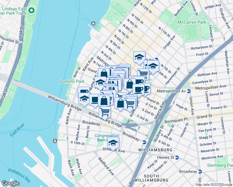 map of restaurants, bars, coffee shops, grocery stores, and more near in Brooklyn