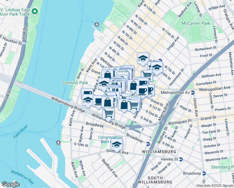 map of restaurants, bars, coffee shops, grocery stores, and more near in Brooklyn