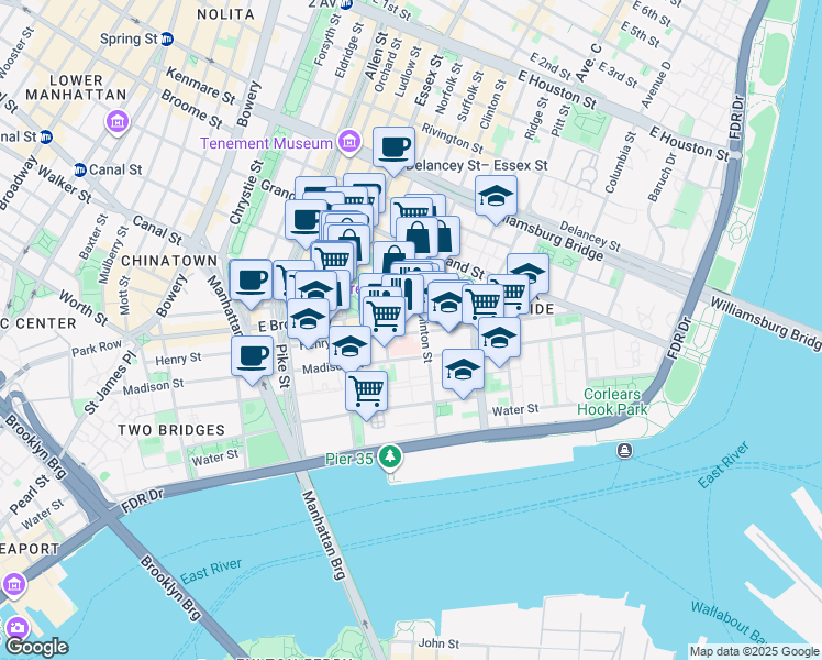 map of restaurants, bars, coffee shops, grocery stores, and more near in New York