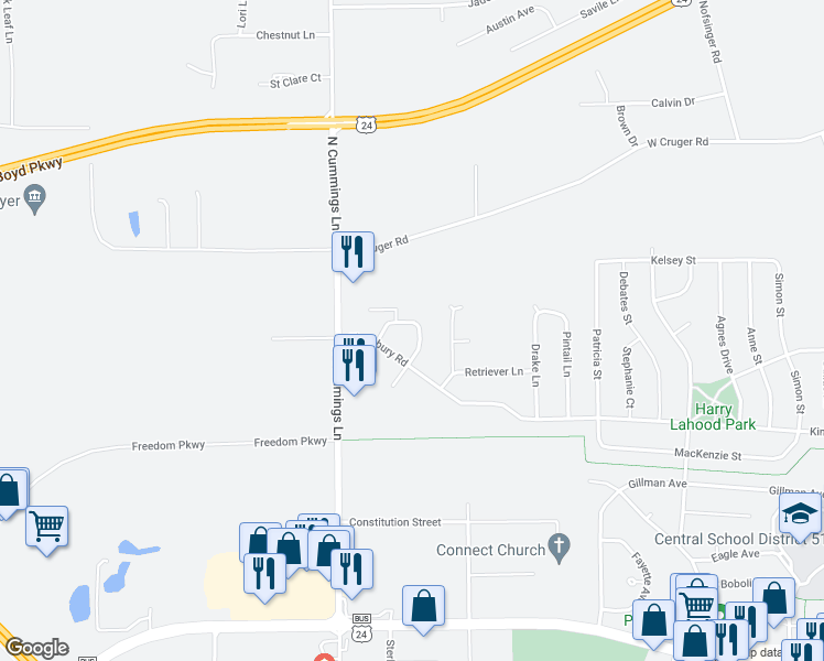 map of restaurants, bars, coffee shops, grocery stores, and more near 1824 Kingsbury Road in Washington