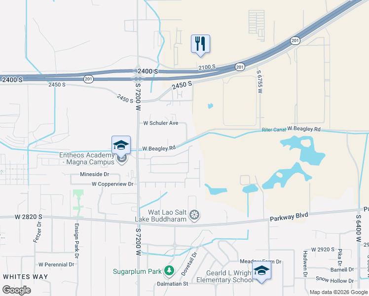 map of restaurants, bars, coffee shops, grocery stores, and more near 7032 Apaloosa Drive in West Valley City