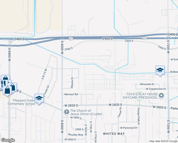 map of restaurants, bars, coffee shops, grocery stores, and more near 7780 W Blawn Wash Ln in Magna