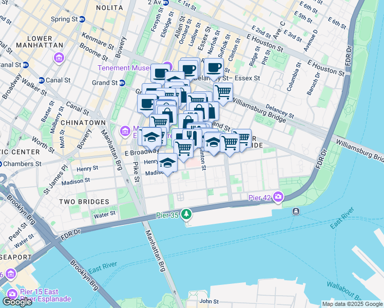 map of restaurants, bars, coffee shops, grocery stores, and more near in 