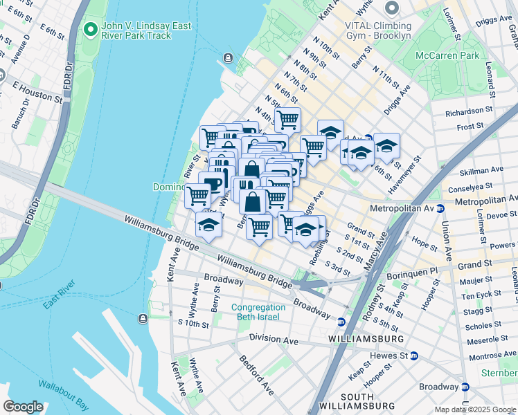map of restaurants, bars, coffee shops, grocery stores, and more near in Brooklyn