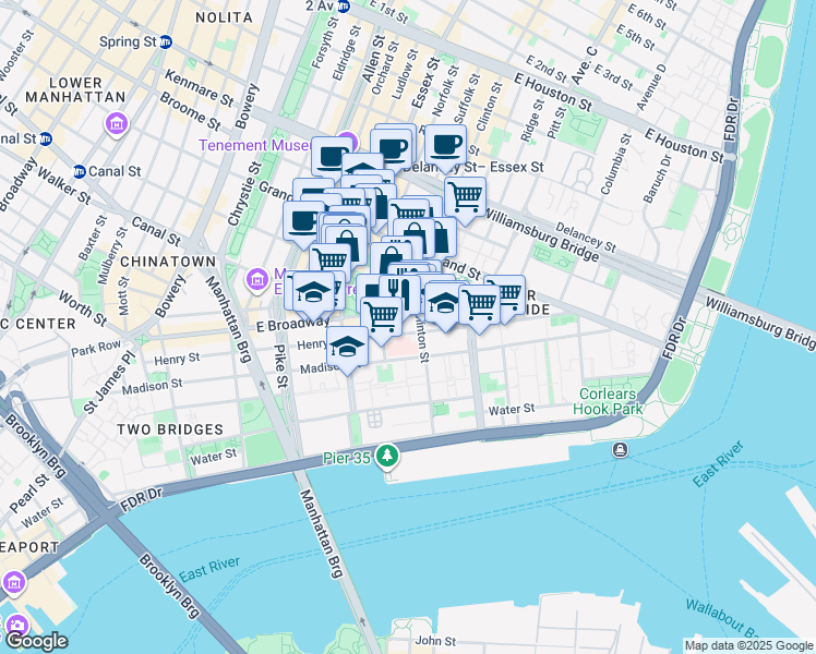 map of restaurants, bars, coffee shops, grocery stores, and more near in 