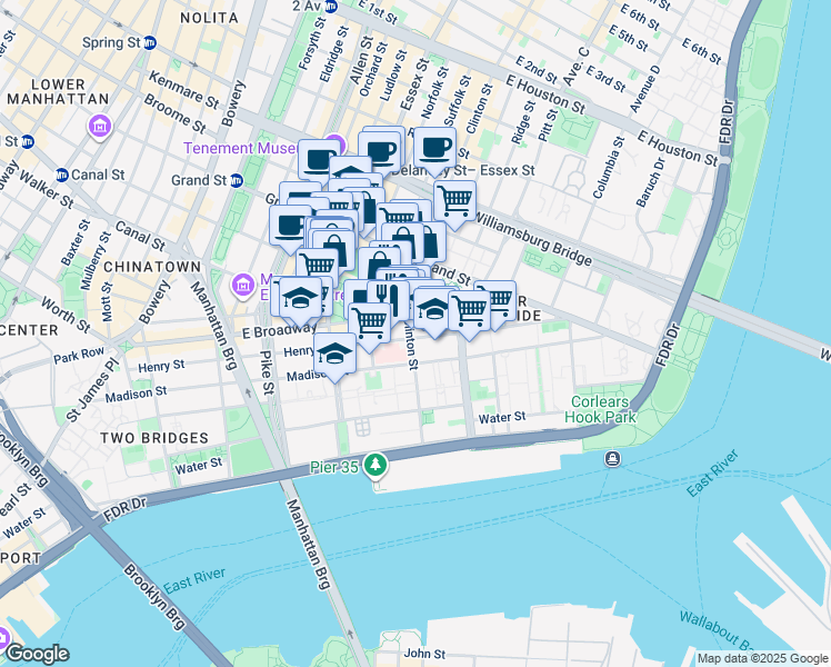 map of restaurants, bars, coffee shops, grocery stores, and more near in 