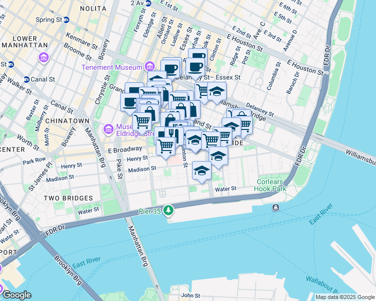 map of restaurants, bars, coffee shops, grocery stores, and more near in New York